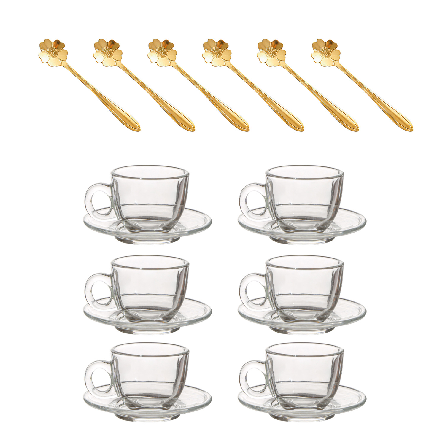 Tazas de café de vidrio de lujo ligero, platos, tazas de café con tazas de café transparentes y resistentes al calor, tazas de menú transfronterizas.