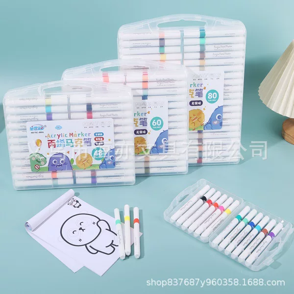 Acrylic Marker DIY Graffiti Water-Based Art Watercolor Pen Marker Pen 80 Color Painting Pen Kidsren's Stationery Gift Box