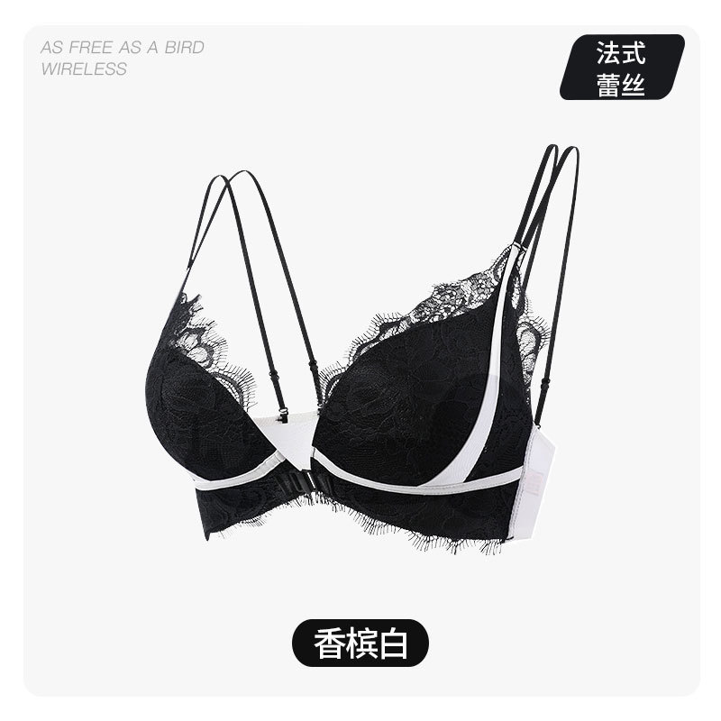 6645 de gama alta de encaje de pestañas hebilla frontal hueco-fuera de la belleza de la espalda Cruz pecho grande delgada Copa ropa interior puro deseo no vacío sujetador de la taza para las mujeres