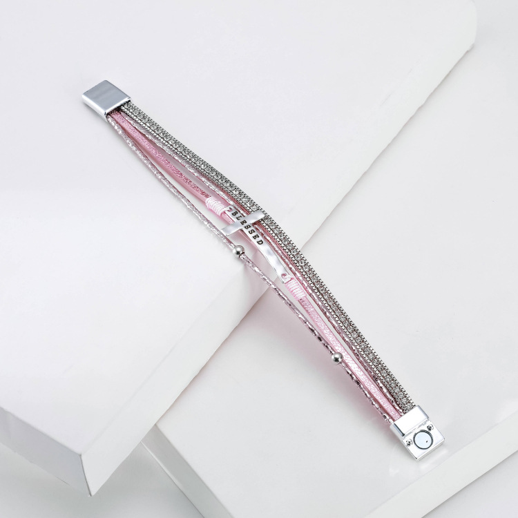 Fashion Cross Fine Diamond Leather Magnetic Buckle Multicolor Bracelet display picture 24