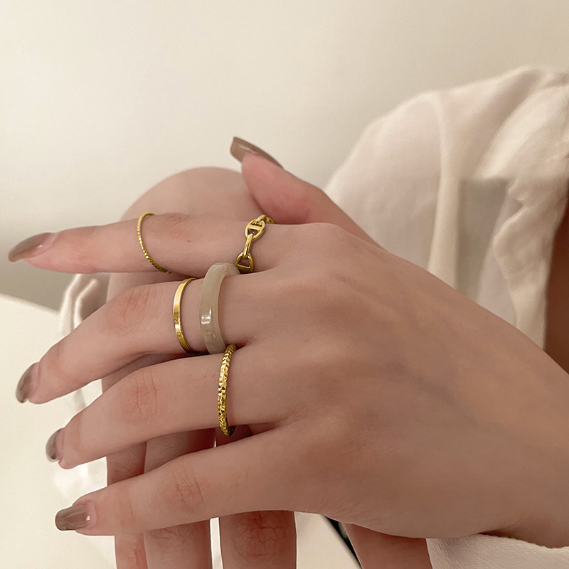 1 Set Fashion Solid Color Metal Plating Womenu0027S Rings