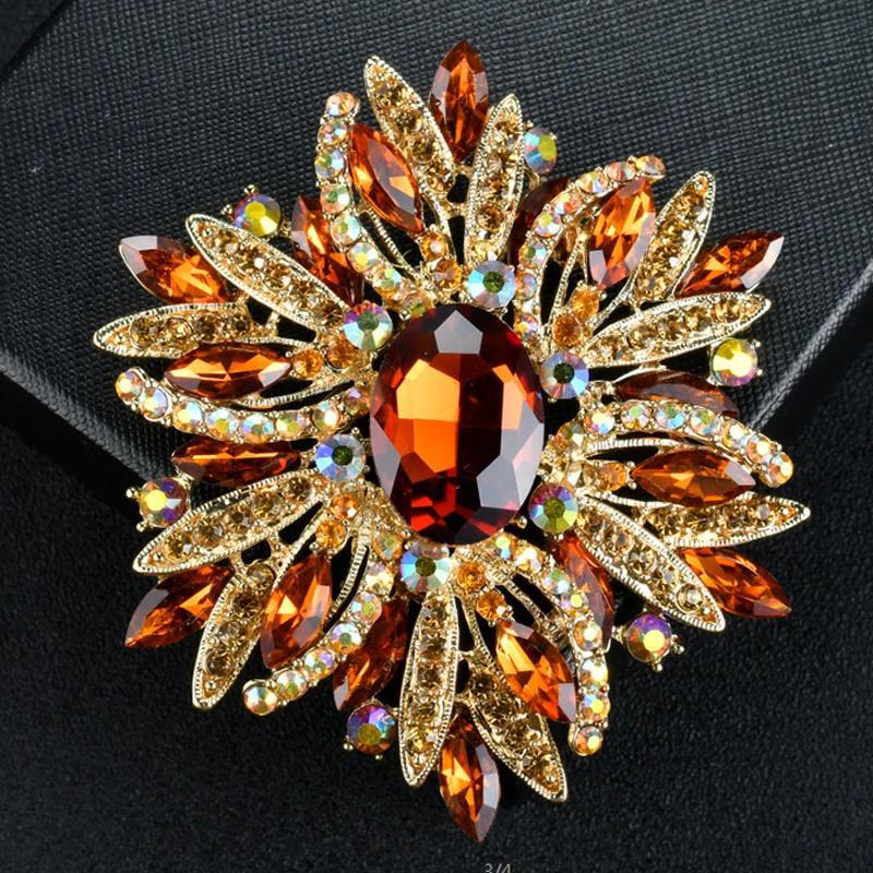 Luxurious and Elegant Colorful Crystal Brooch, Stylish Brooch, Clothing, Suit, Coat, Accessories, Wholesale in Stock