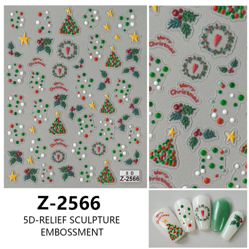 ヨーロッパとアメリカのクリスマスネイルアートステッカー漫画かわいい 5D 立体レリーフステッカー DIY ネイルアートアクセサリー子供のネイルステッカー|undefined