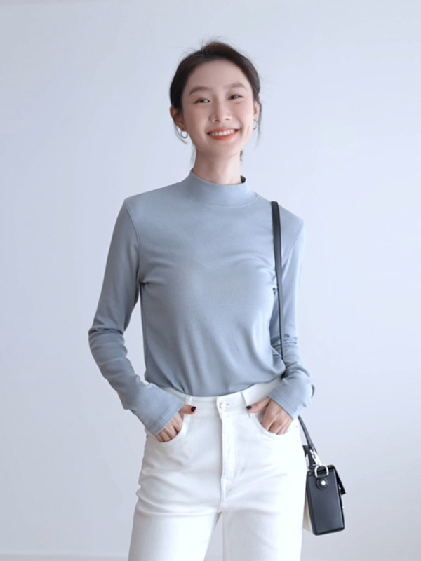 珍珠山羊绒打底衫女秋冬自发热修身内搭外穿半高领套头打底针织衫|undefined