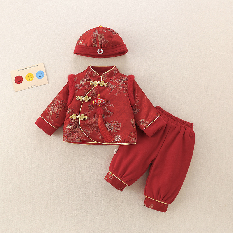 High-End One-Year-Old Formal Wear for Boys and Girls, Chinese-Style Children's Tang Suit for Autumn and Winter, Festive New Year Outfit for Celebrations High-End One-Year-Old Formal Wear for Boys and Girls, Chinese-Style Children's Tang Suit for Autumn and Winter, Festive New Year Outfit for Celebrations