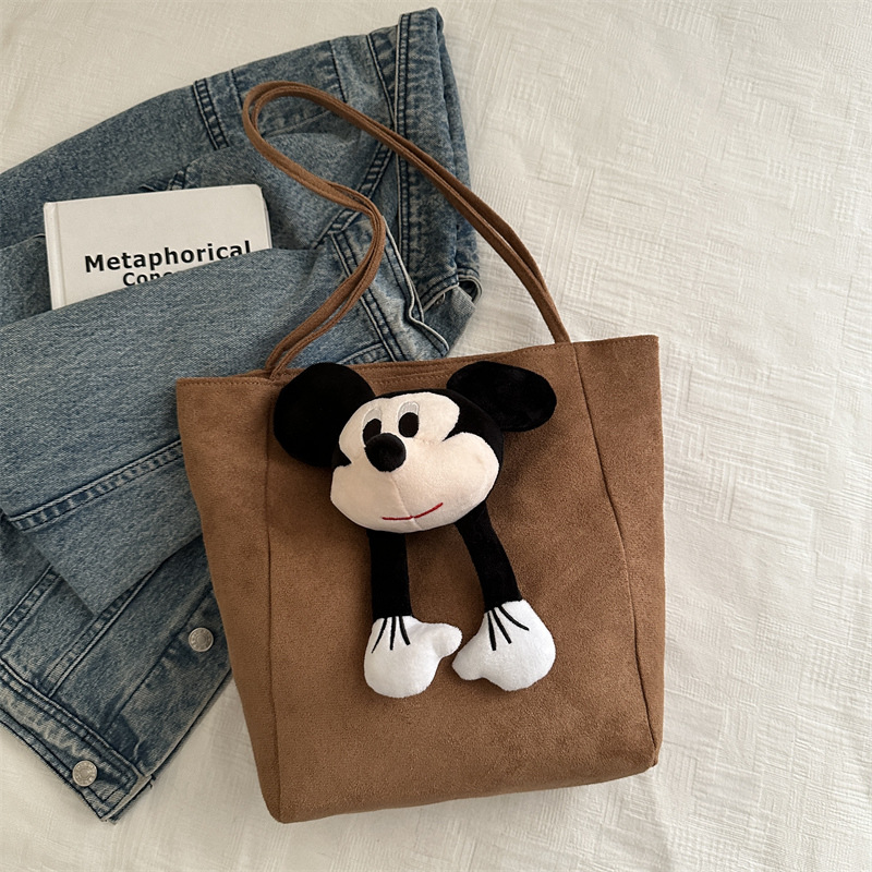 Bolso de hombro de moda simple de dibujos animados para mujeres 2024 invierno nuevo estilo coreano de gran capacidad lindo bolso de nylon