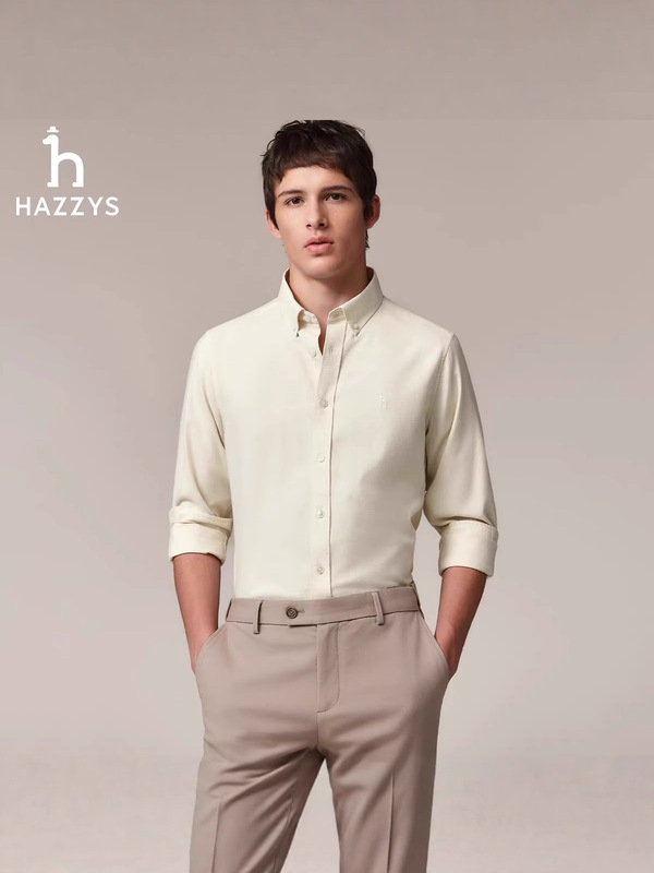 Hazzys/哈吉斯25秋季新款男士商务休闲羊毛混纺衬衫一件代发|undefined