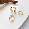 Set, adjustable brand ring, chain, Korean style, 3 piece set, simple and elegant design, internet celebrity, on index finger