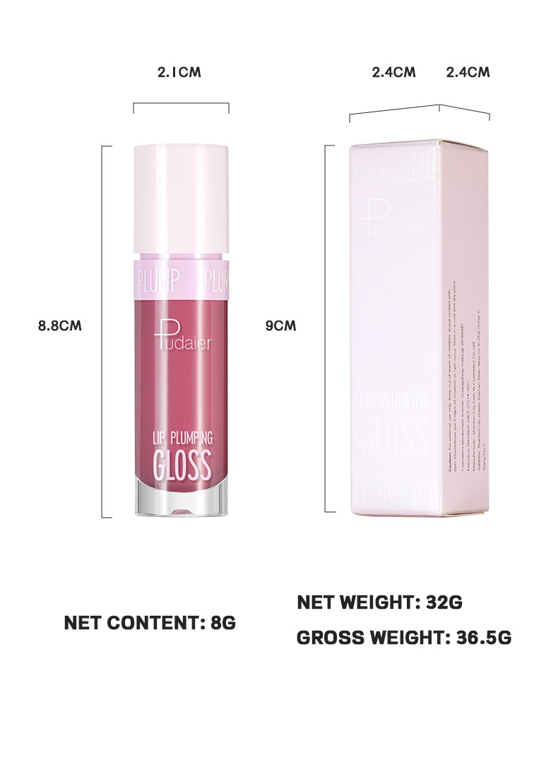 Pudaier Lip Plumping Gloss Moisturizing Ginger Non Fading Lipstick_voghion.com