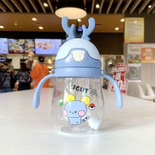 Children's drinking cup baby straw cup anti-choking infant handle with back strap water bottle anti-shock kindergarten student water bottle