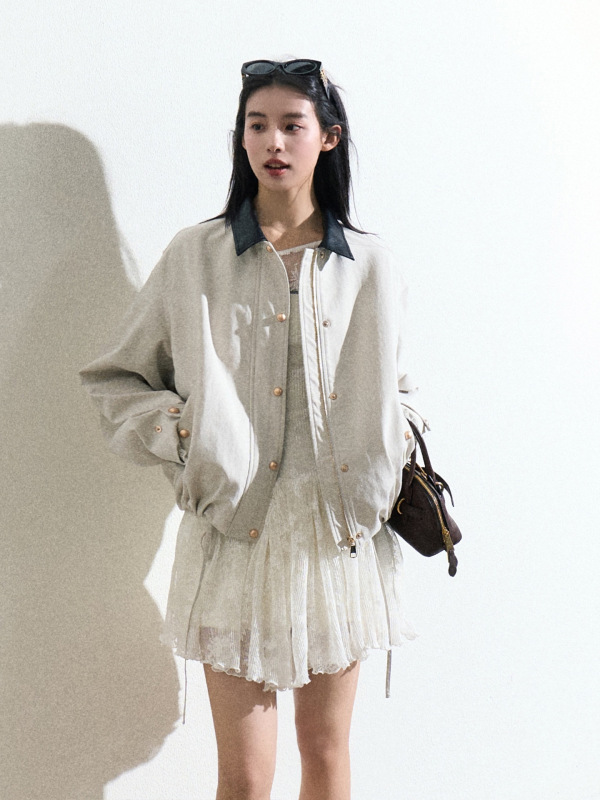 【意法】韩系撞色拼接短风衣外套女小个子2025早春新款高级感大衣|undefined
