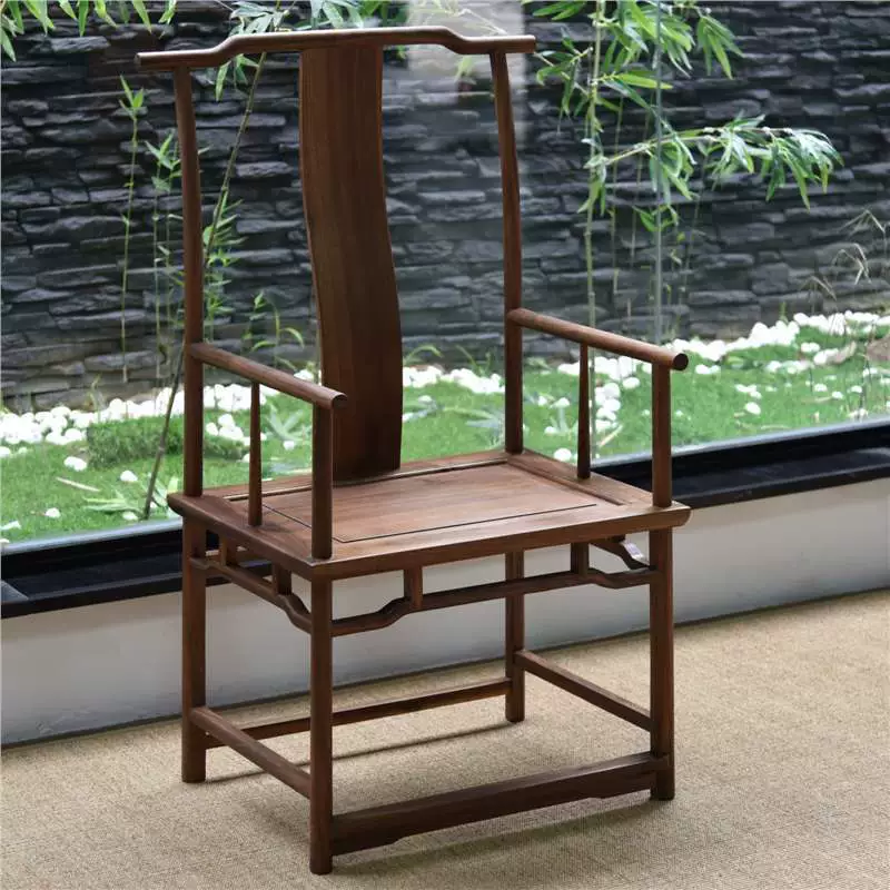 Новый Китайский Дзен Ранние Четыре Официальный Стул Шляпа Черный Орех Круглый Стул Твердая Древесина Античный Стул Тайши Простой Чайный Стул