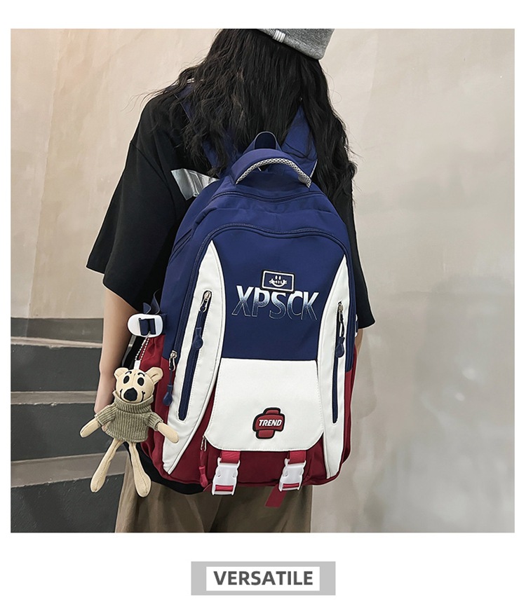 1071g Weight Polyester Lining Material Multicolor Fashion Element Zipper Closure Type Double Shoulder Straps Strap Type Functional Backpack Bags Type Casual, School Occasion Nylon Material Waterproof Function School Backpack Backpack Letter, Color Block Pattern All Seasons Season Unisex Gender Preppy Style, Streetwear Style Square Shape Unisex Nylon Letter Color Block Preppy Style Streetwear Multicolor Square Zipper Functional Backpack 2