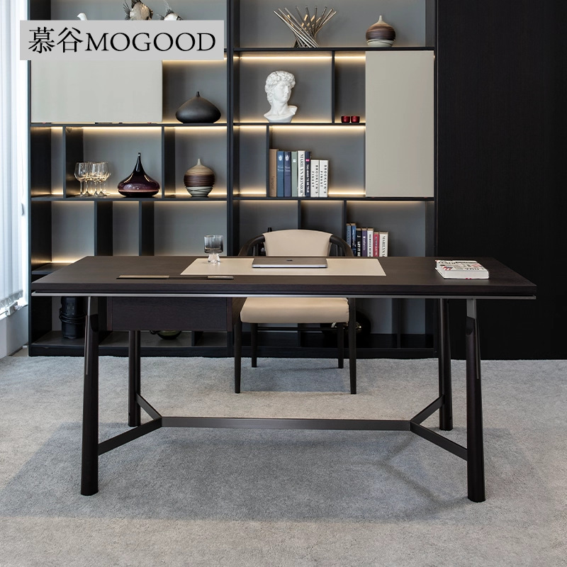 Solid Wood Desk, Light Luxury, Modern and High-End Designer, Small Apartment, Italian Minimalist Boss Computer Desk