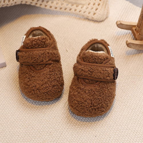 Children's Birkie Shoes Winter New Girls Baby First Walking Shoes Boys Kids Double Cotton Plush Shoes Baby Bean Shoes Fleece Lined