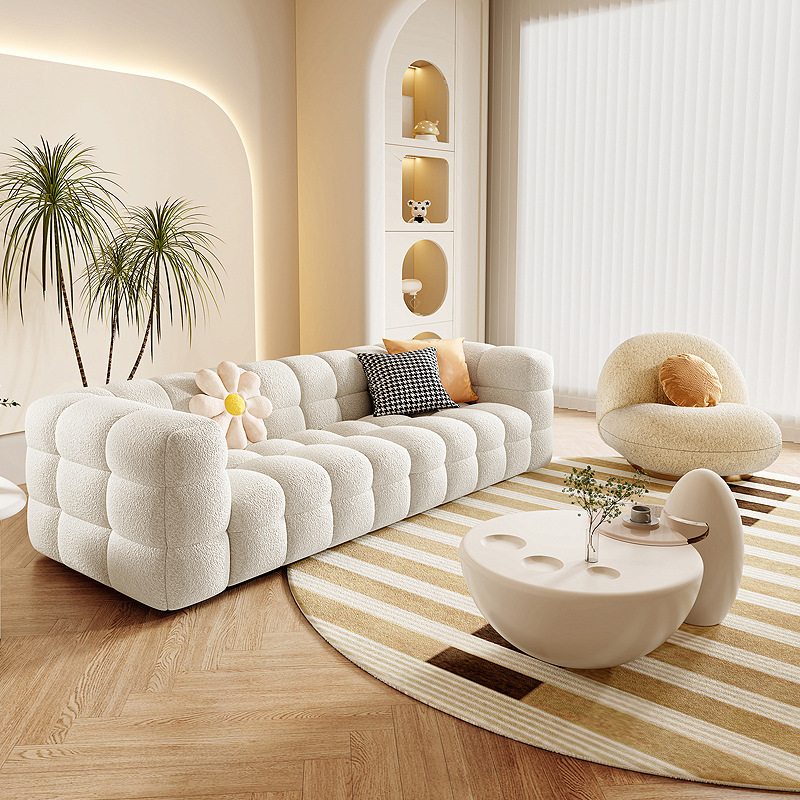 Crema de estilo sala de estar puff sofá diseño maestro recomendado en línea rojo pequeño apartamento lambswool sofá simple moderno