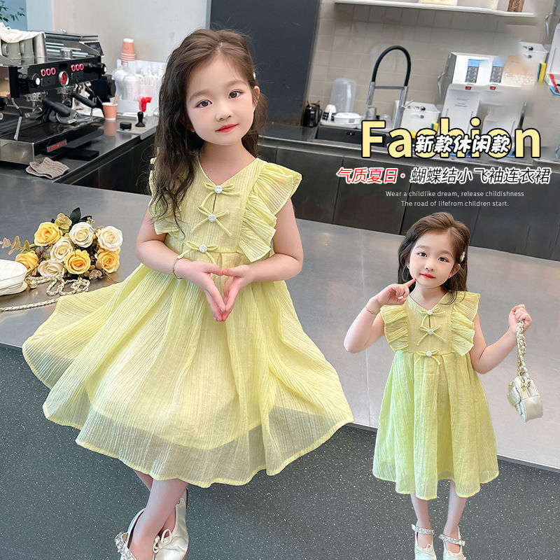 Girls' Vacation Style Vacation Dress 2025 New Children's Beach Dress Western Style Girls' dress Summer Korean Style