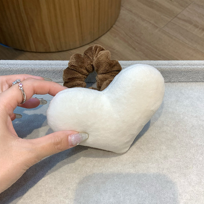 Dulce amor anillo de cabello gordo relleno tridimensional algodón corazón de niña lindo bola cabeza de caballo cola de cabello adornos de cabello duraderos