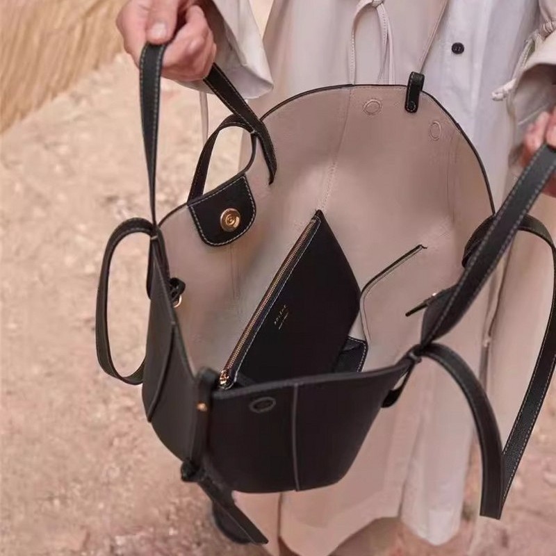 Bolso de cubo de cuero de vaca cyme bolso tote bolso de cercanías de gran capacidad