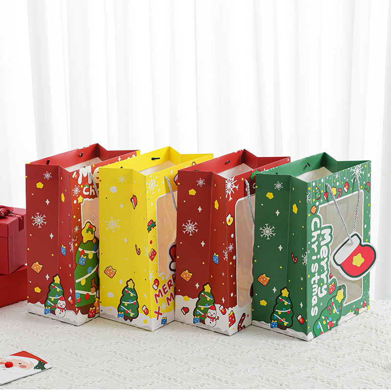 クリスマスギフトバッグウィンドウクリスマスウィンドウバッグギフトギフトポータブル紙袋クリスマスイブアップル包装袋|undefined