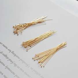 短针保平头色球珠针材料Tdiy文玩14K包金配件手工针9字串珠手串针