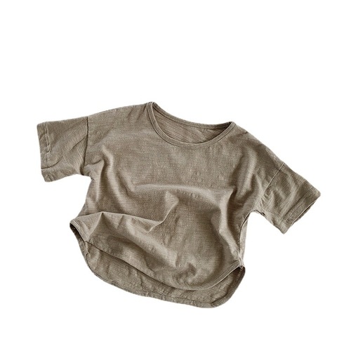 Bamboo cotton short-sleeved T-shirt 2024 summer thin breathable sweat-absorbent cotton tops for boys and girls Korean style trendy children's clothing