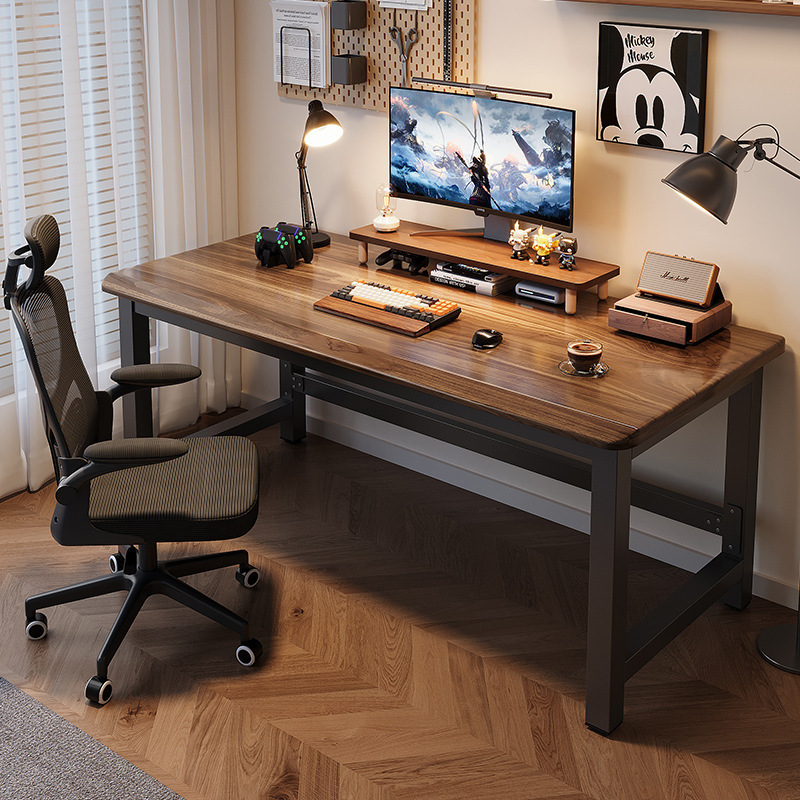 Solid Wood Computer Desk Desktop Home E-sports Desk Bedroom Desk Students Learn to Write Class Book Desk Dark Color