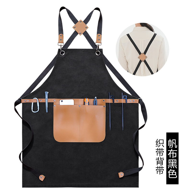 Comercio exterior delantal de lona gruesa logotipo personalizado industria pesada máquina reparación electricista carpintería ropa de trabajo delantal fábrica al por mayor personalizado