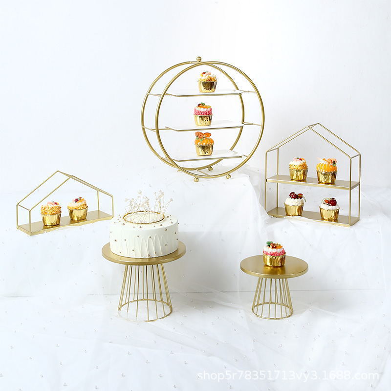 Estante de pastel creativo europeo de postre de metal de decoración estante de exhibición de hotel buffet comida fría mesa de té image 13