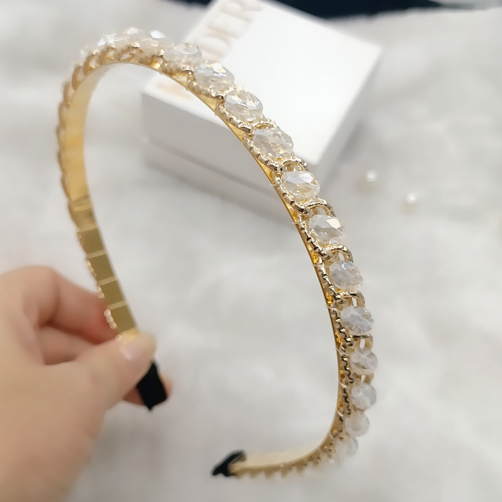 Diadema de Cristal Barroco de Cristal Artificial, Artesanal, Con Perlas, para Mujer