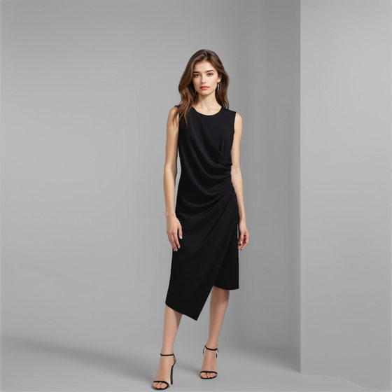 High-End Light Luxury Black Sleeveless Dress Summer Women's Niche Belly-Covering Slimming Dress Workplace Skirt