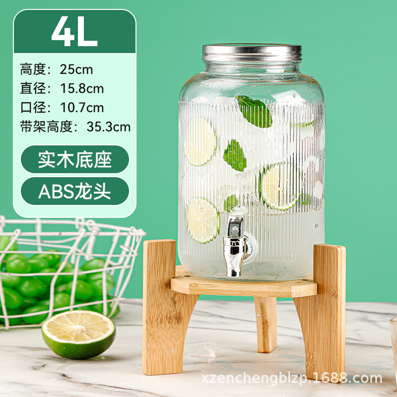 Jarra de vidrio para el hogar de gran capacidad al por mayor, moderna jarra para agua fría, recipiente para bebidas, jarra para jugo con grifo