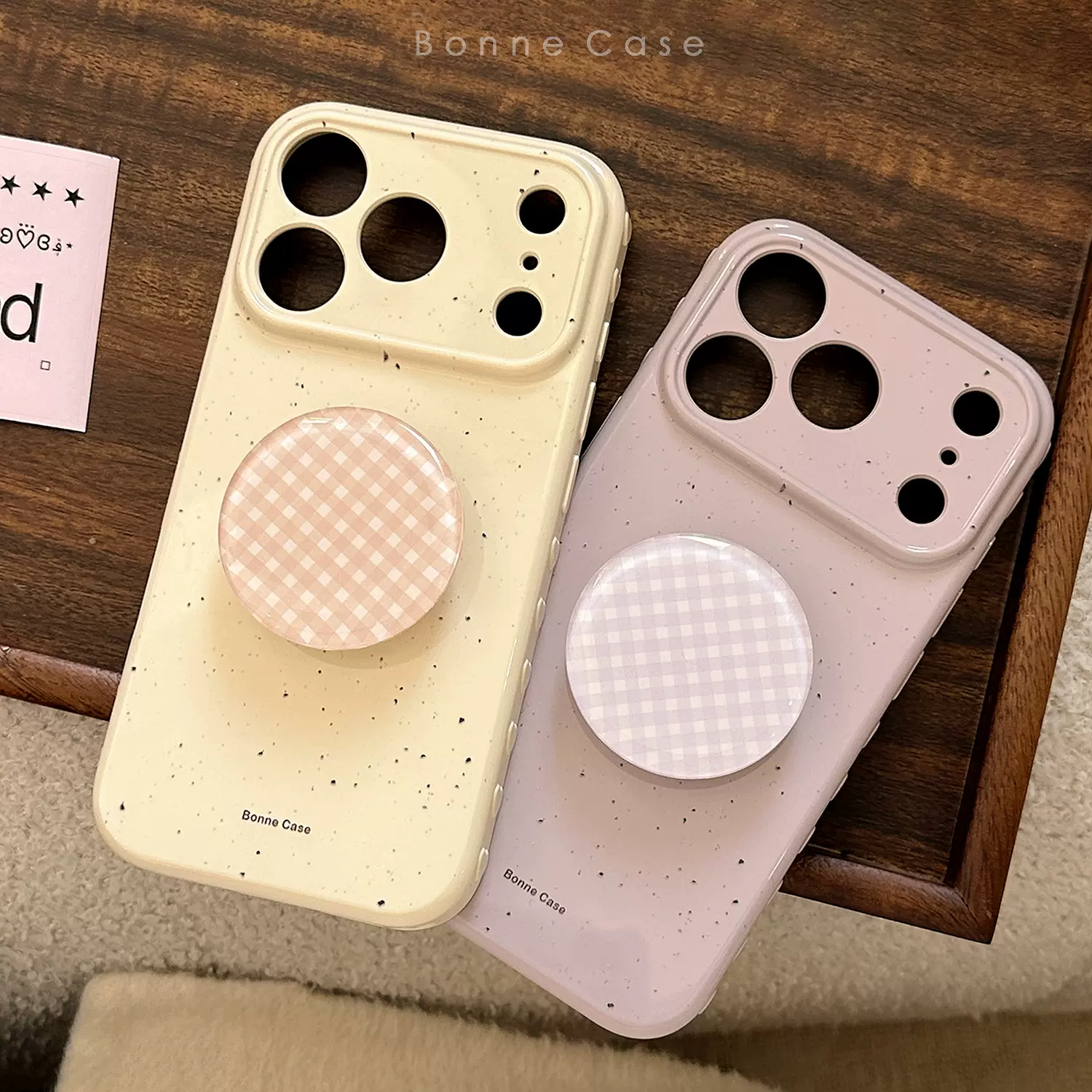 撞色格纹支架适用17promax苹果16手机壳iphone15简约泼墨13防摔软