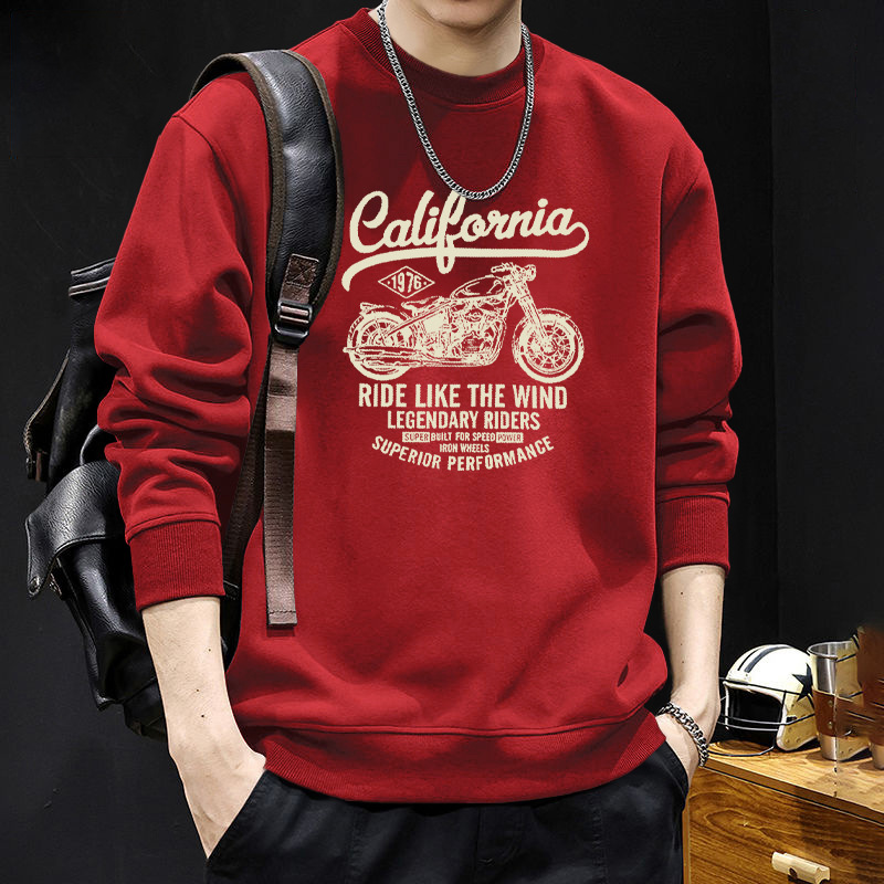 Suéter masculino primavera y otoño pesado estilo americano puerto viento de marea hookah cuello redondo manga larga chaqueta suelta camisa de base chaqueta