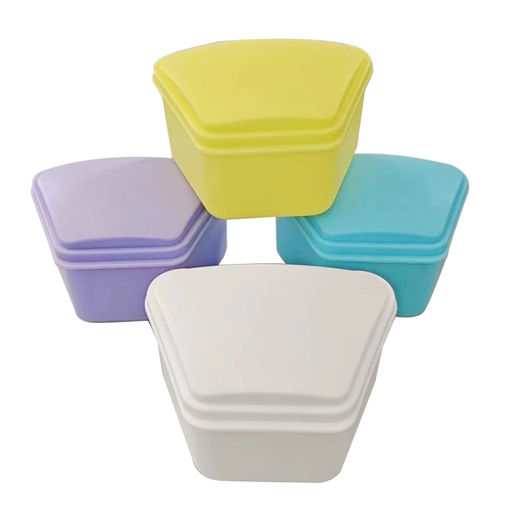 Dental caja de dientes de color caja trapezoidal caja de almacenamiento de dientes titular caja de dentadura caja corrector caja de dientes caja de tirantes