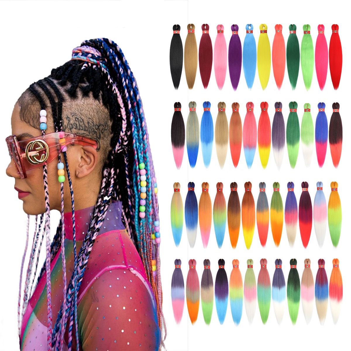 EZ color pelucas grandes trenzas pre estiradas crochet trenzas pre estiradas africanas trenzas sucias