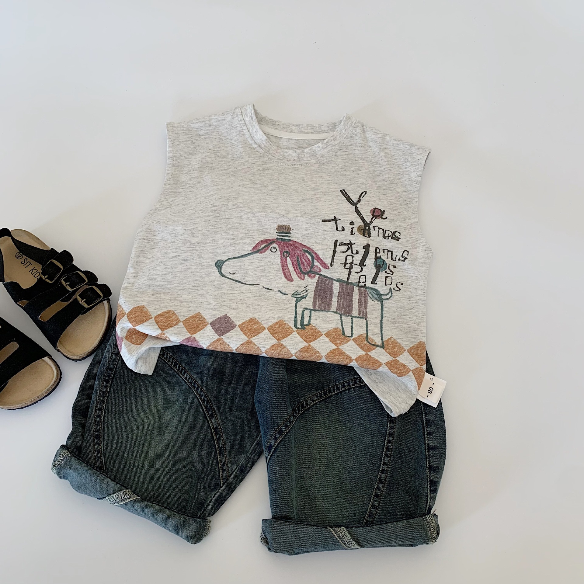 Mai Bao Chaleco de algodón para niños Ropa de verano Ropa para niños Niños con camisetas sin mangas Estilo fino de verano Tendencia de verano