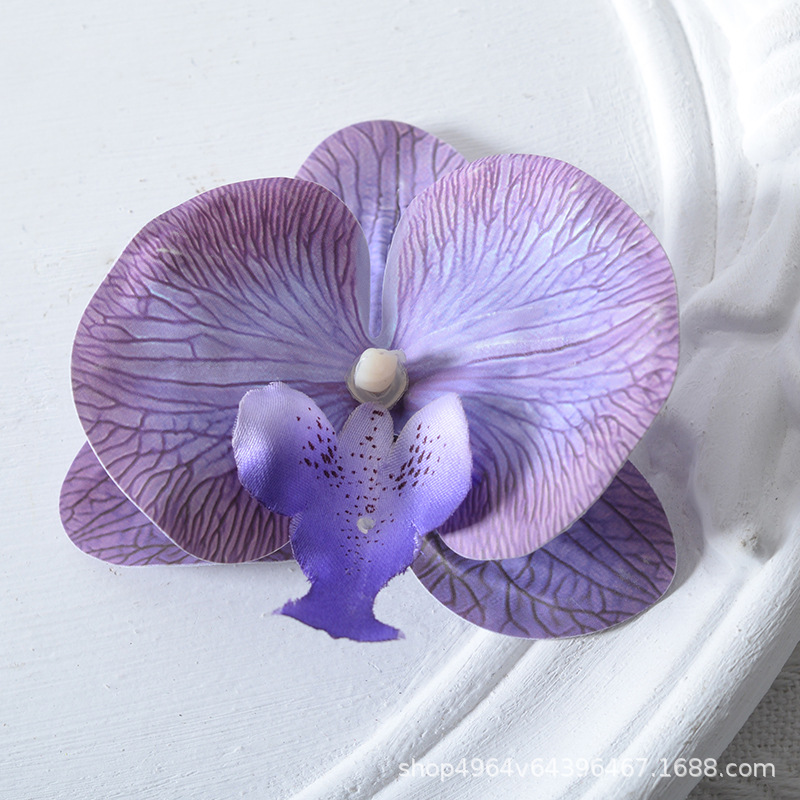 Película blanca Phalaenopsis flor cabeza pétalo simulación flor accesorios tocado horquilla diy flor decorativa de boda hecha a mano