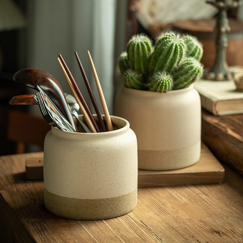 [Vintage estilo] flor de cerámica de alto valor creativo jarrón doméstico decoración de la sala de estar adornos almacenamiento de cocina