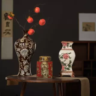 景德镇花瓶陶瓷花瓶高级感花瓶中式小口径纯手绘花纹可水培花瓶