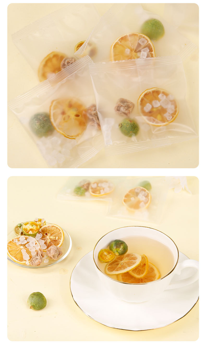 Hua Mei Green Tangerine Lemon Tea 30 Tea Bags Sweet Sour Fruit Tea for Hot or Cold Brew specifications