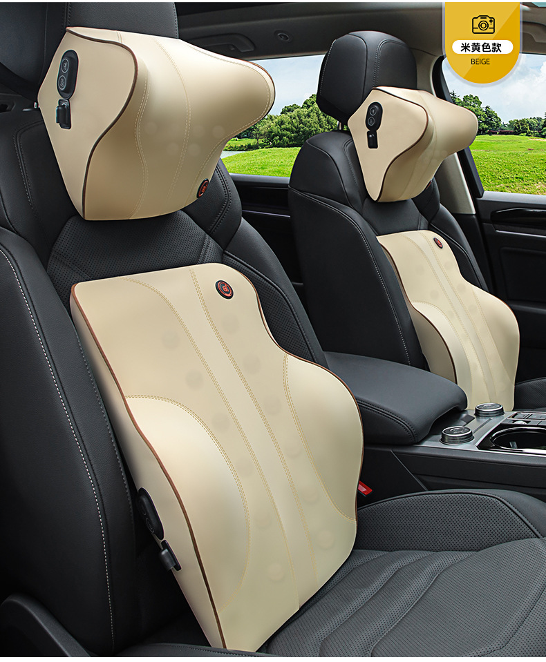 Auto-Vibrationsmassage-Nackenkissen, Intelligentes Auto-Lendenkissen, Sitz-Kopfstütze, Rückenkissen, Elektrisches Nackenkissen – Detail 15