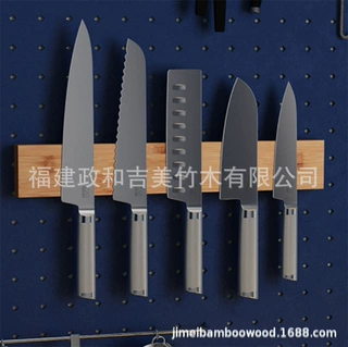 楠竹磁铁刀架厨房挂壁式免打孔磁性刀架现货供应磁吸挂墙刀具收纳