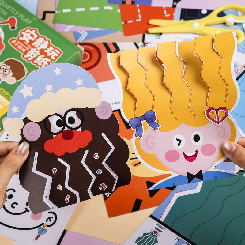 Children's Styling Barber Haircut Paper-Cutting Quiet Craft Kindergarten 2-6 Years Old Baby Beginner Toy DIY Making