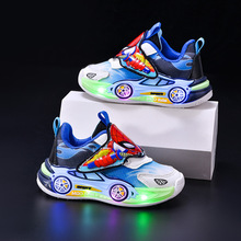 批发卡通男童亮灯运动鞋春秋季中小童带灯小汽车发光舒适跑步鞋潮