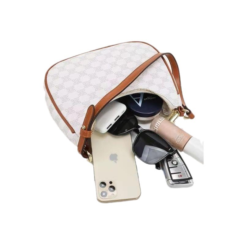 Modische Damen Schultertasche In Halbmondform Mit Jacquard Muster_voghion.com