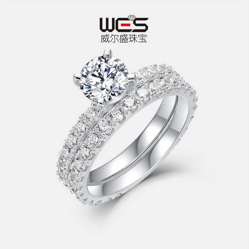 Exclusión transfronteriza para industria pesada, anillo de moissanita de lujo ligero, anillo de dedo de diamante con incrustaciones de color plateado S925, compromiso, anillo de boda femenino