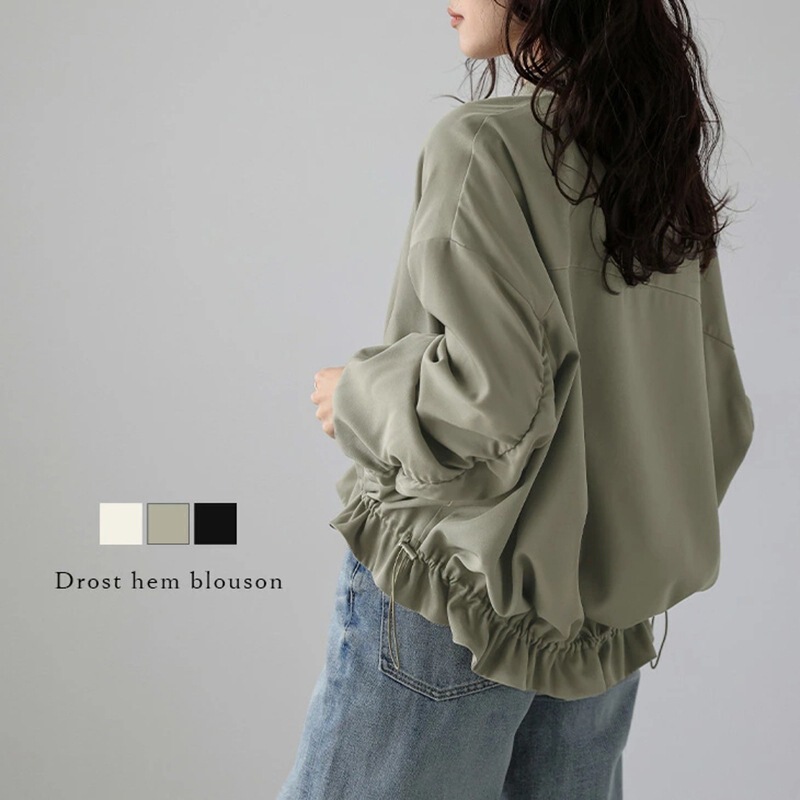 Japanese Autumn and Winter New Women's Short Jacket, Loose Fit, Versatile, with Zipper and Adjustable Drawstring Hem