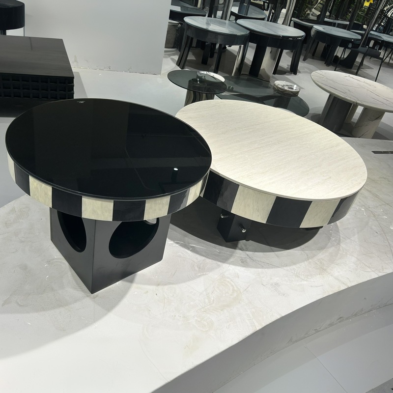 客厅设计师款中古风轻奢奶油风圆形茶几边几组合异形茶几沙发角几|undefined
