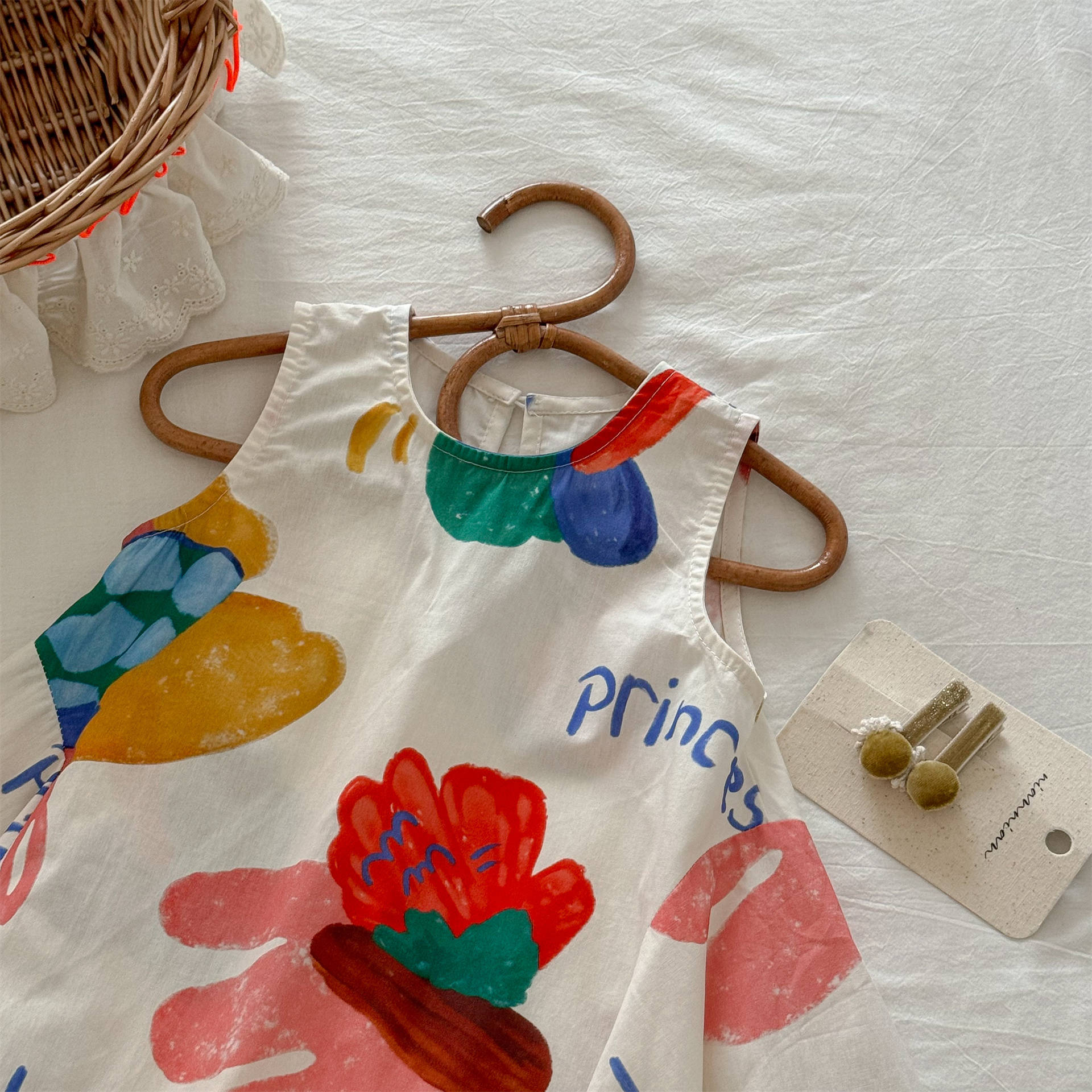 Vestido de siete niñas con limón salado, estampado de verano, tesoro femenino, verano, nuevo estilo, falda del tesoro femenino sin mangas, ropa infantil, verano